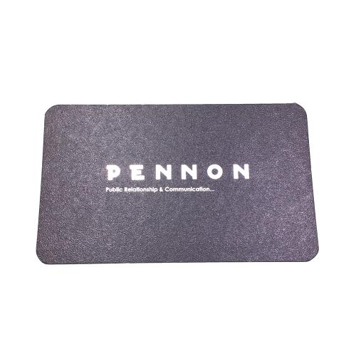 350g Leather Textured Black Business Cards With White Ink Printing