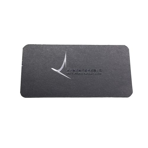 500g Black Paper Business Cards with Silver Printing and Crystal Raised Letters