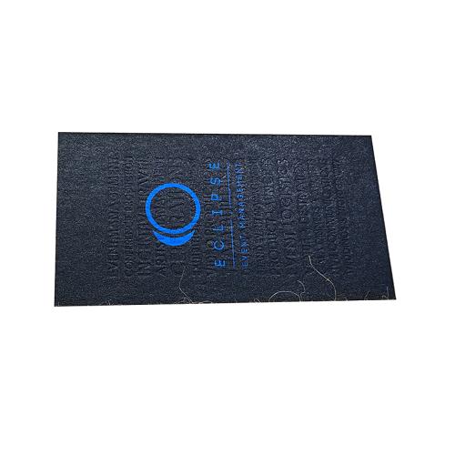 500g Black Textured Business Cards With Deboss & Blue Foil Printing
