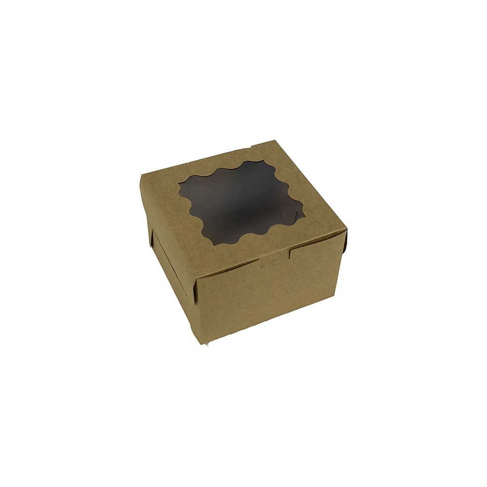 Bi-Color Kraft White Wavy Rim Window Flip Top Pastry Carton