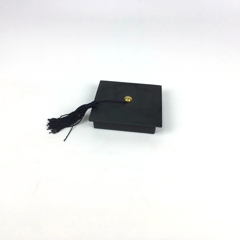Black Graduation Cap Shaped Lid Base Rigid Jewelry Gift Boxes with Tassel Decoration
