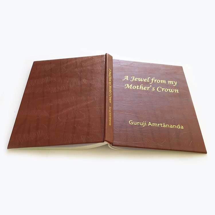 Brown Faux Leather Cover Case Bound Sewn Hardcover Book with Gold Foil Lettering and Ribbon Bookmark