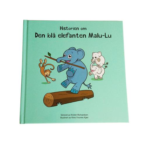 Cartoon Blue Elephant Theme Norwegian Language Hardcover Children Picture Book Printing