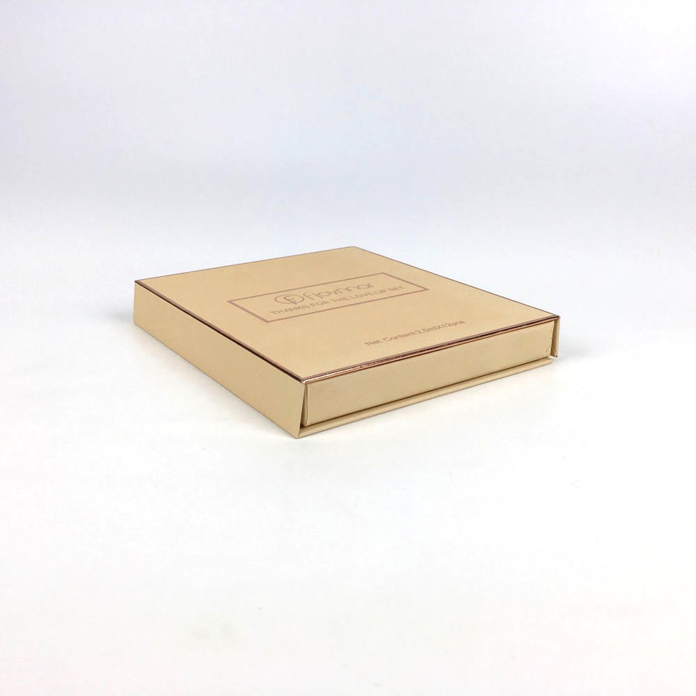 Champagne Gold Magnetic Book Style Rigid Cosmetic Gift Box with Custom 12-Slot Blister Insert