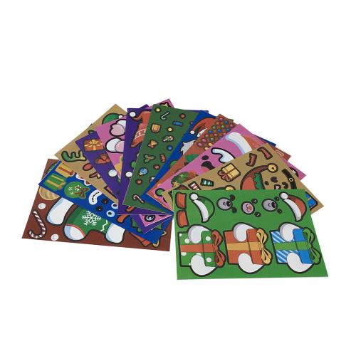 Christmas Character Build Your Own Face Mix & Match Puzzle Sticker Sheets for Kids Party Game