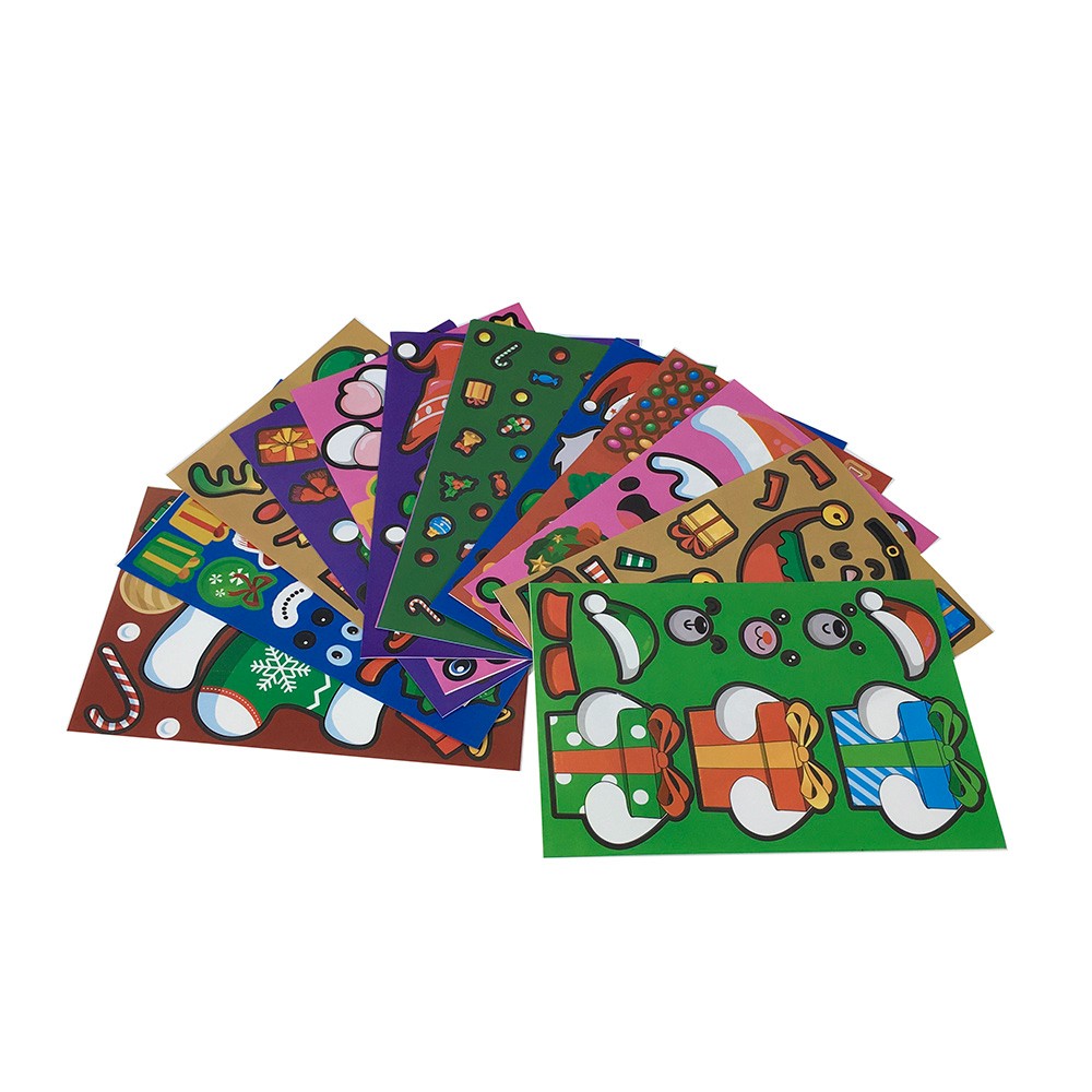 Christmas Character Build Your Own Face Mix & Match Puzzle Sticker Sheets for Kids Party Game