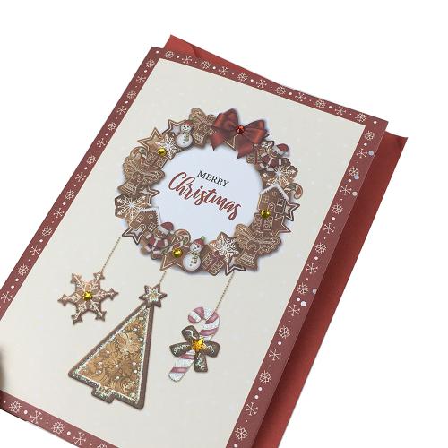 Classic Christmas Wreath Snowflake Holiday Greeting Cards
