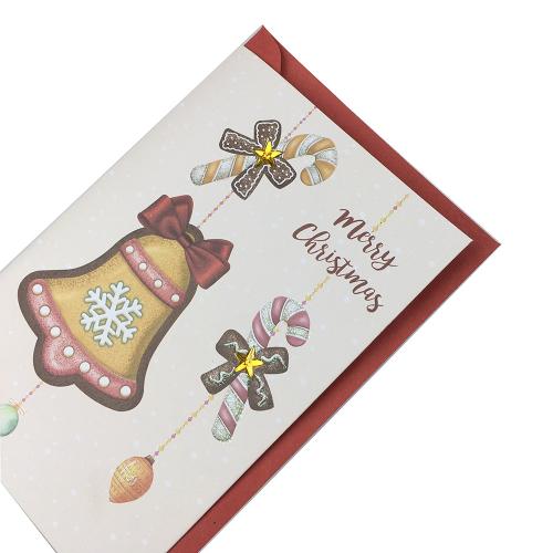 Custom Christmas Bell Greeting Card with Red Envelopes