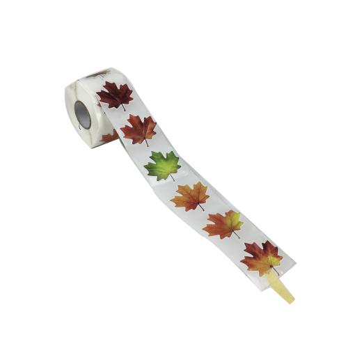 Custom Die Cut Glitter Autumn Leaf Roll Labels Wholesale