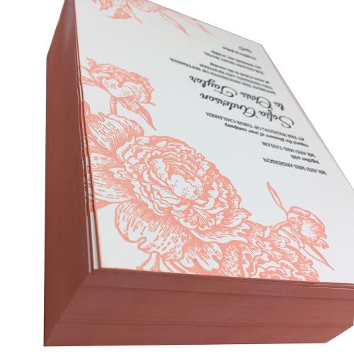 Custom Letterpress Wedding Cards Thick Cotton Paper with Edge Painting