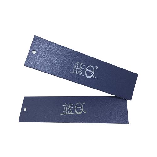 Custom Navy Shimmer Paper Silver Foil Swing Tags For Clothing