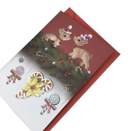 Custom Reindeer Christmas Greeting Card with Red Envelope