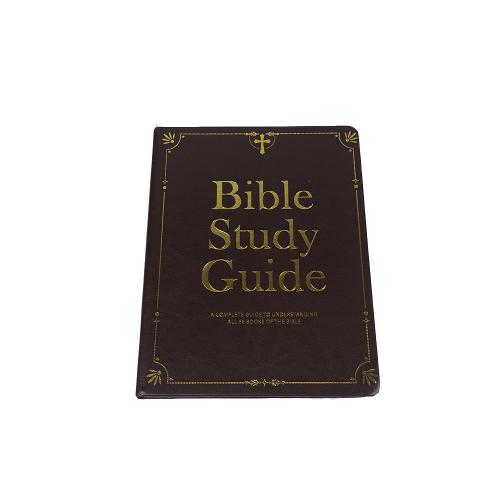 Dark Brown Faux Leather Gold Foil Embossed Bible Study Guide Hardcover Books Printing