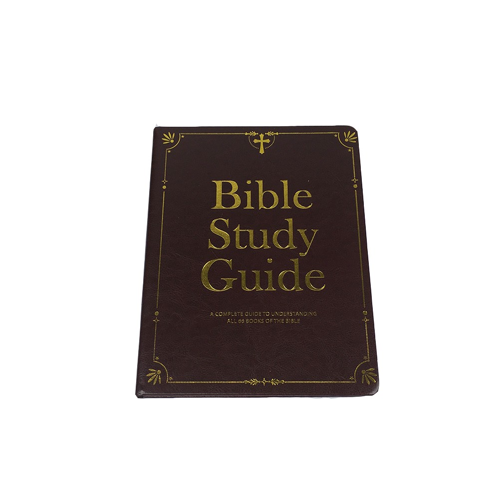 Dark Brown Faux Leather Gold Foil Embossed Bible Study Guide Hardcover Books Printing