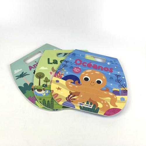 Die Cut Handle Children Colouring Book Spanish Animal Theme Printing
