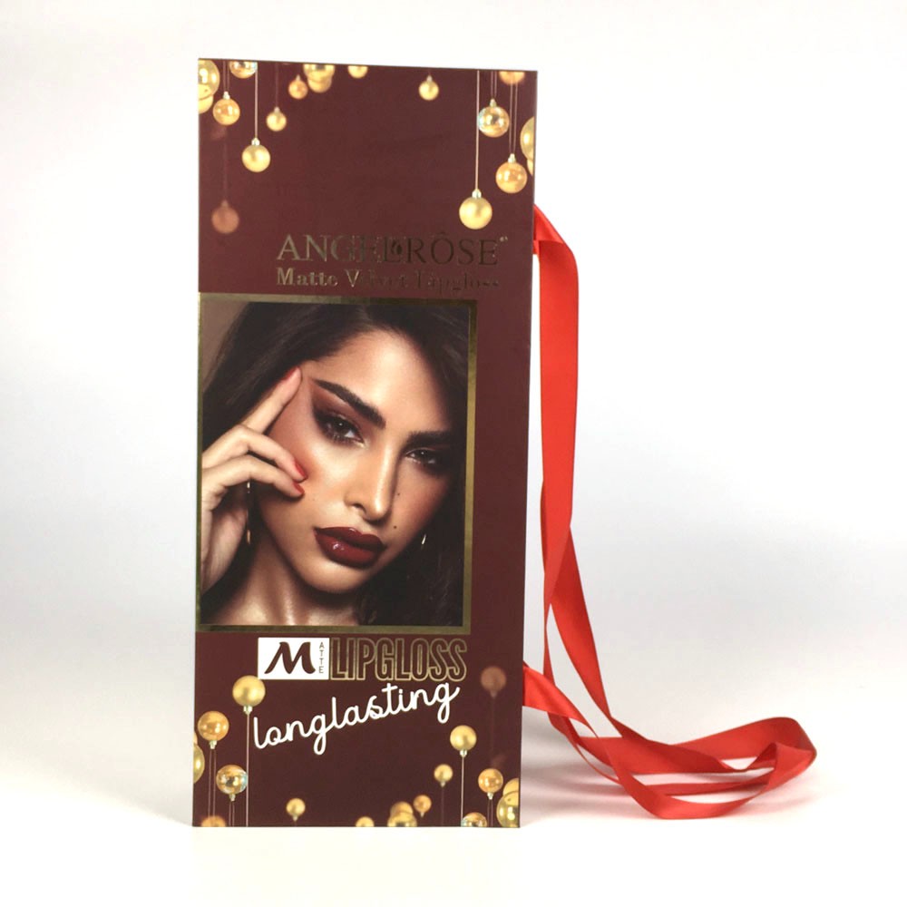 Double Opening Book Shaped Lip Gloss Gift Box with Custom Blister Insert & Ribbon Closure