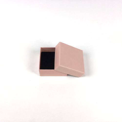 Dusty Pink Square Lid Base Rigid Jewelry Gift Boxes with Black Velvet Inner Lining