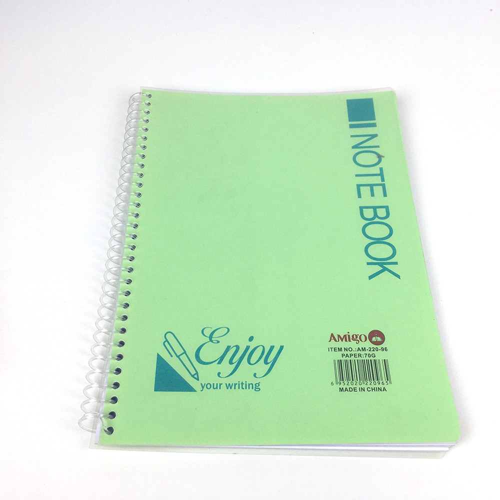 Fresh Mint Green Wire-O Bound Lined Notebooks with Transparent Frosted PVC Jackets