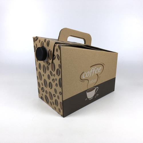 Full Coffee Bean Print Die-Cut Handle Bulk Beverage Bag-In-Box Carrier