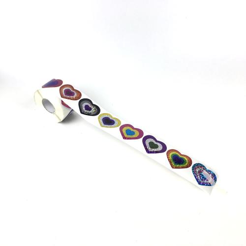 Holographic Glitter Layered Heart Roll Stickers Gift Sealing Labels Printing