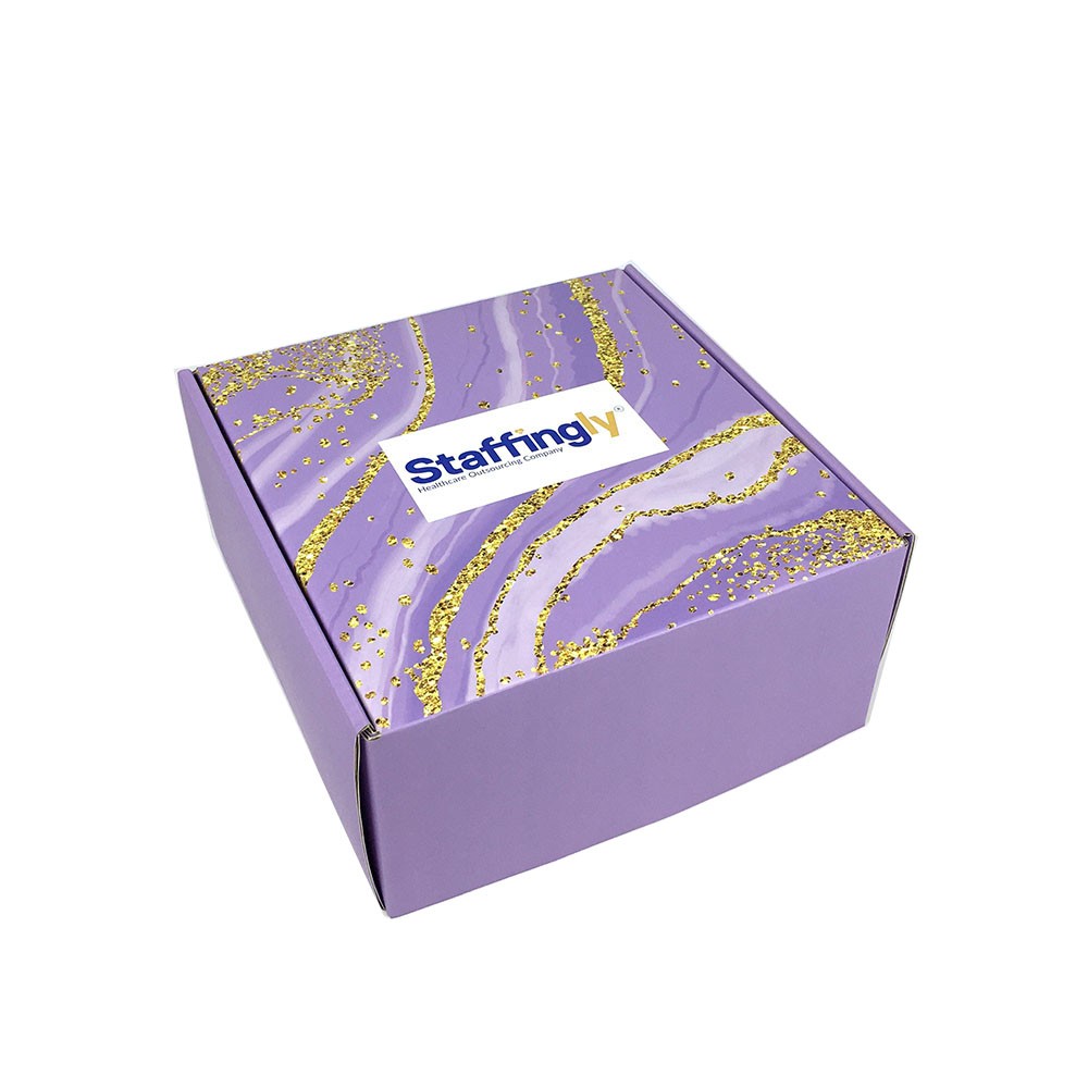 Lavender Marble Gold Flake Lined Corporate Gift Folding Mailer