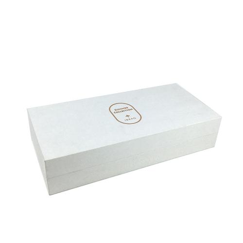 Long Slim Off White Embossed Logo Flip Rigid Fragrance Kit Box