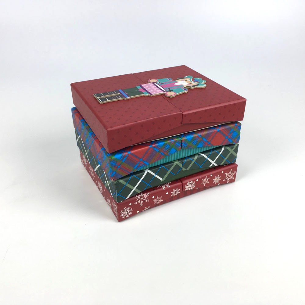 Multi-Pattern Christmas Die-Cut Decoration Flip Gift Card Rigid Boxes