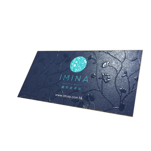 Navy Blue Embossed Spot UV Business Cards For Beauty Spa