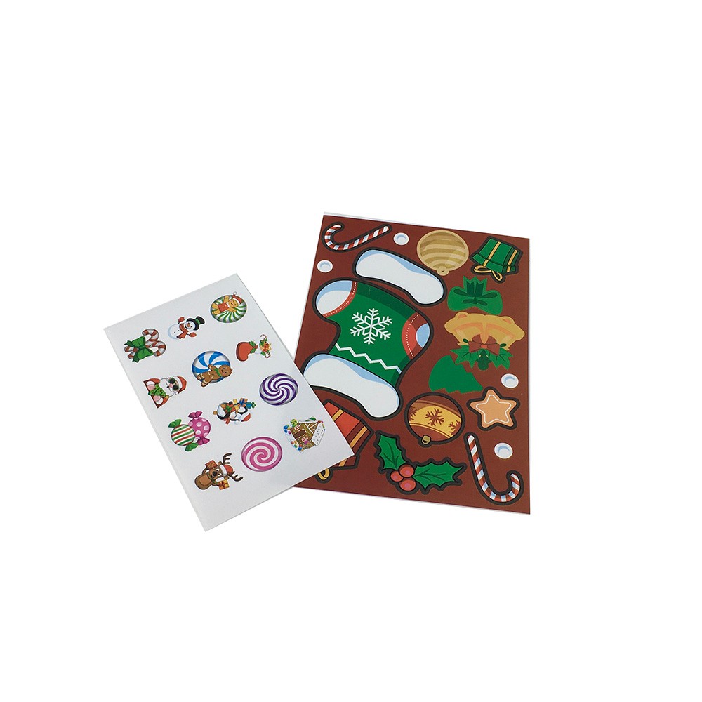 Santa Claus Snowman Candy Cane Reindeer Sticker Sheets for Children Party Activity