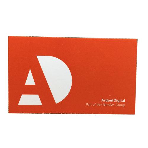 Solid Orange Base Business Cards with White Monogram Logo Printing