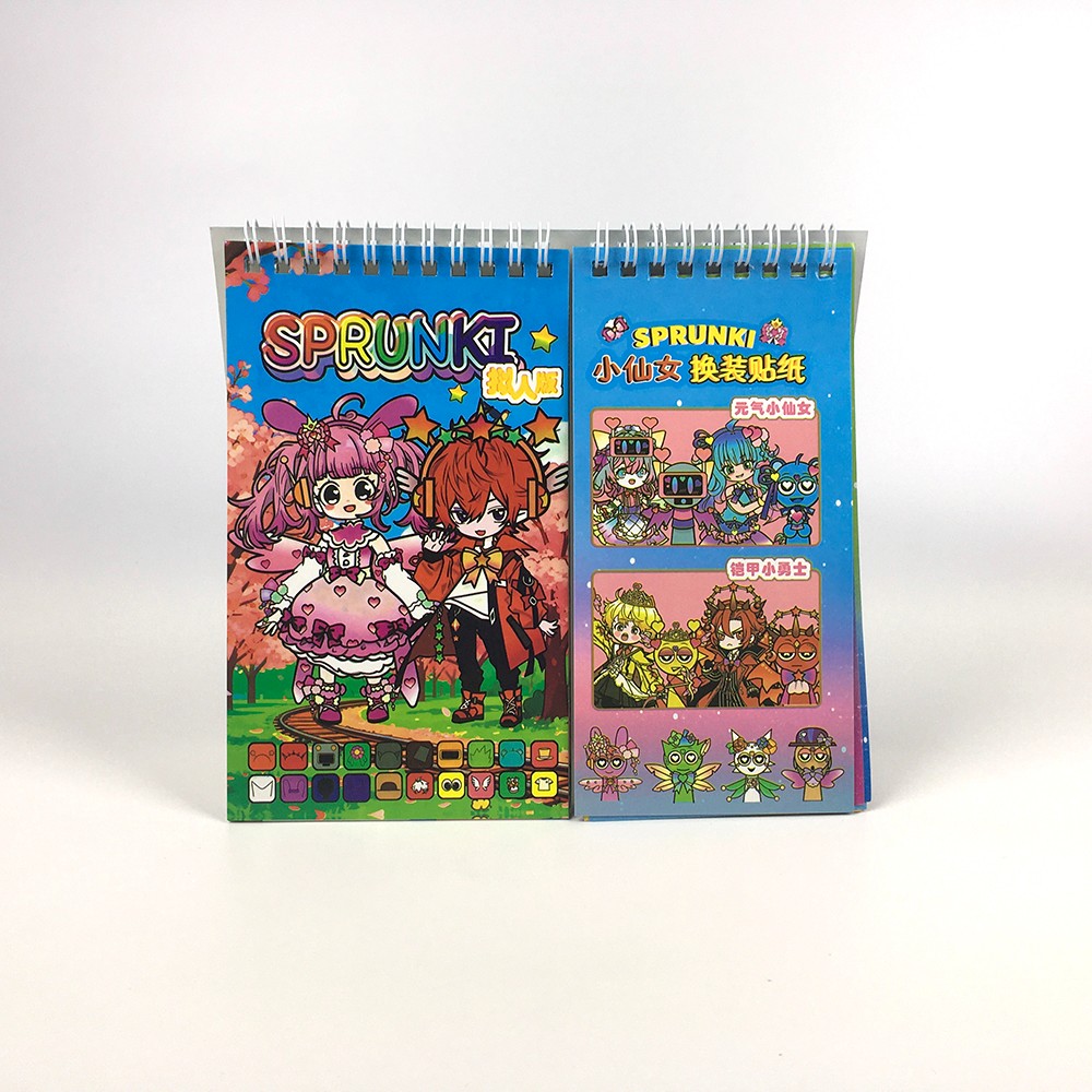 Sprunki Anime Character Sticker & Coloring Spiral Notebooks Printing