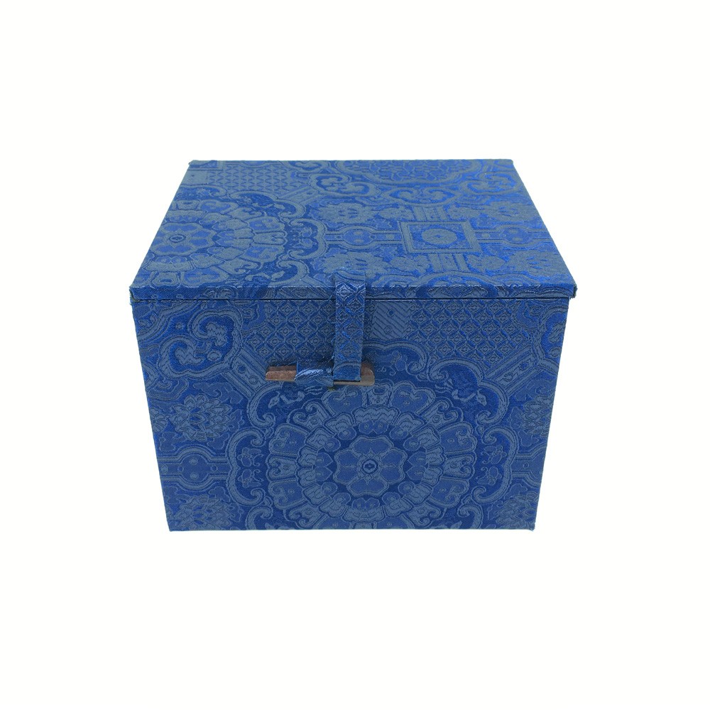 Square Brocade Covered Gift Box with Toggle Closure Square Brocade Covered Gift Box with Toggle Closure