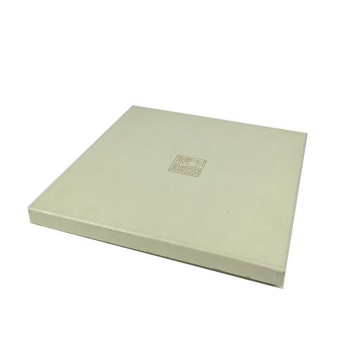 Square Matte White Text Printed Two-Part Rigid Apparel Storage Case