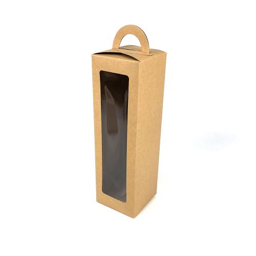 Tall Kraft Carry Handle Vertical View Window Snack Sleeve Box
