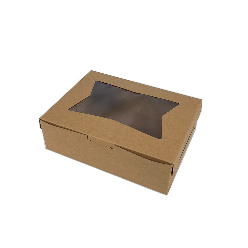 Two-Tone Kraft & White Flap Lid Treat Box With Irregular Contour Window