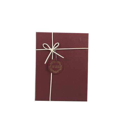 Two-Tone Textured Lid Base Rigid Gift Box with Cotton String Bow & Gold Foil Tags