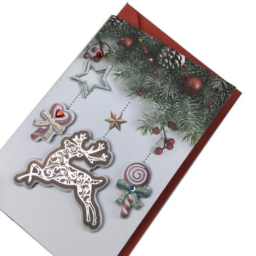 Vintage Bauble Star Merry Christmas Folded Cards Printing