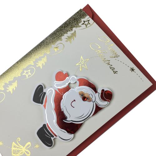 Vintage Glitter Golden Trim Merry Christmas Folded Cards Printing