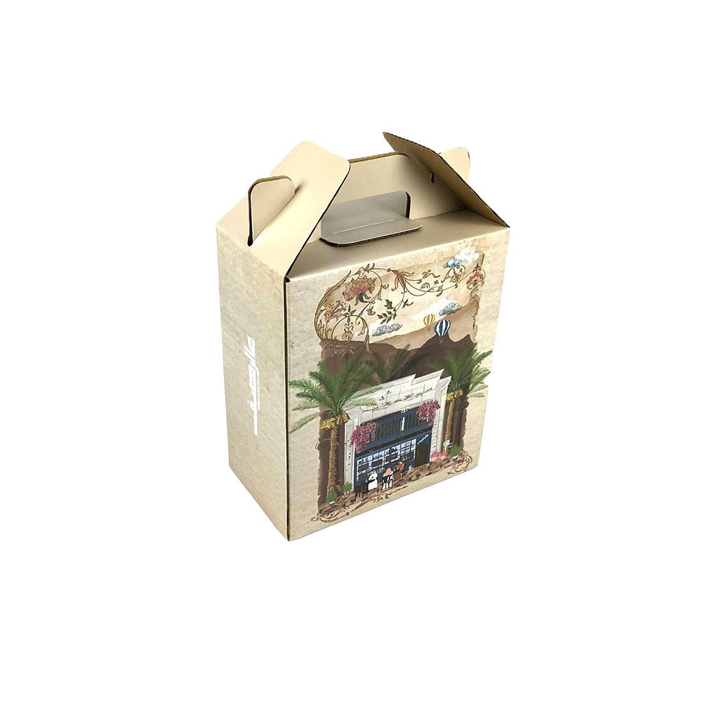 Vintage Mediterranean Illustration Gable Top Corrugated Gift Carrier