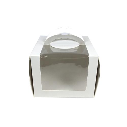 White Card Integrated Handle Single Cake Carry Container