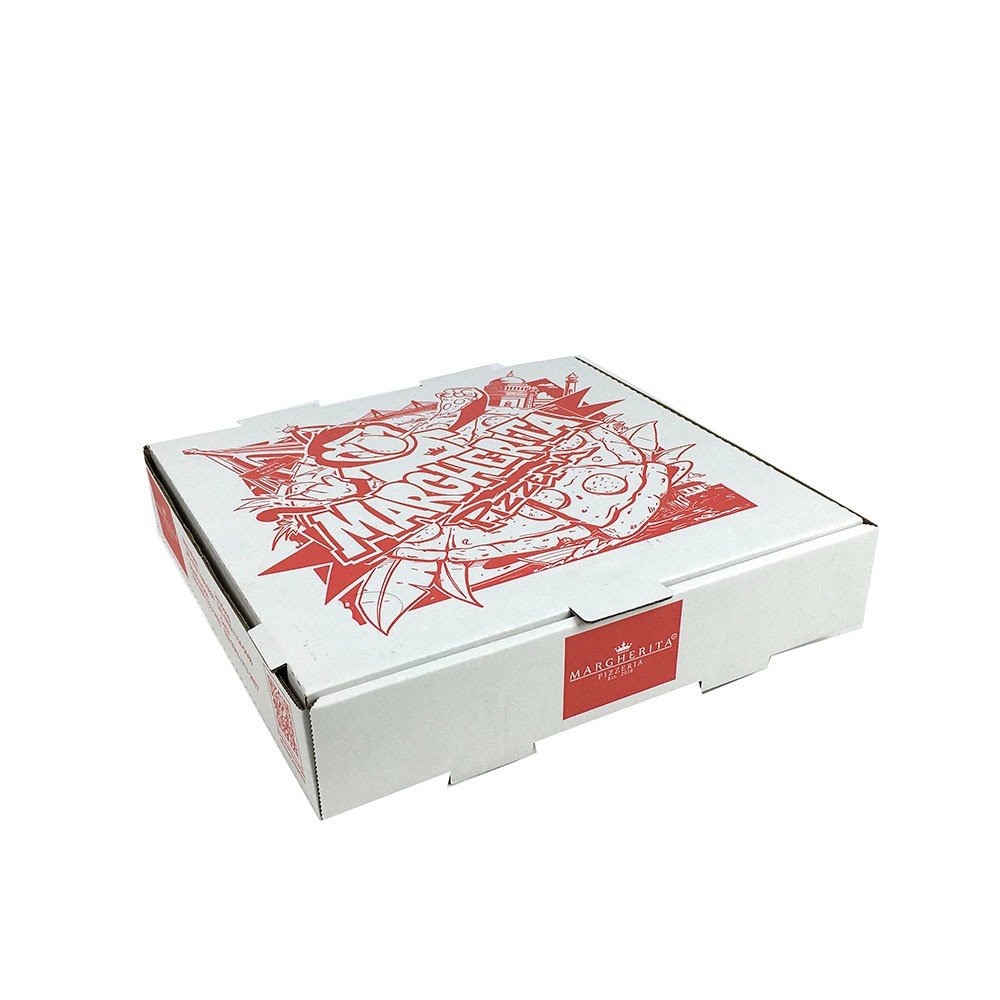 White Outer Kraft Liner Graffiti Art Pizza Takeaway Corrugated Delivery Box