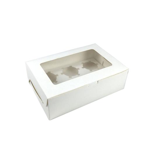 White Paper Viewport Muffin Retainer Flip Top Takeout Carton
