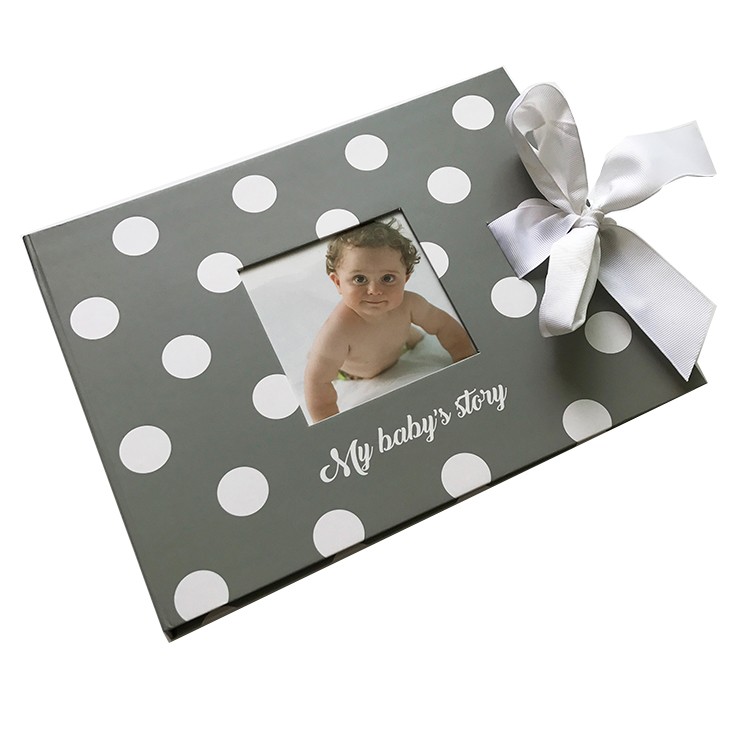 Wire-O Lay Flat Baby Milestone Record Books Printing with Photo Frame & Ribbon Bow Wire-O Lay Flat Baby Milestone Record Books Printing with Photo Frame & Ribbon Bow